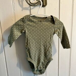 Carters 3m Green Polka Dot long sleeve onesie
